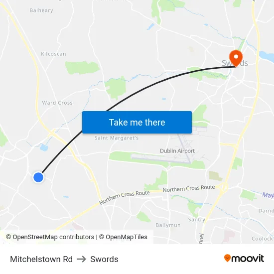 Mitchelstown Rd to Swords map