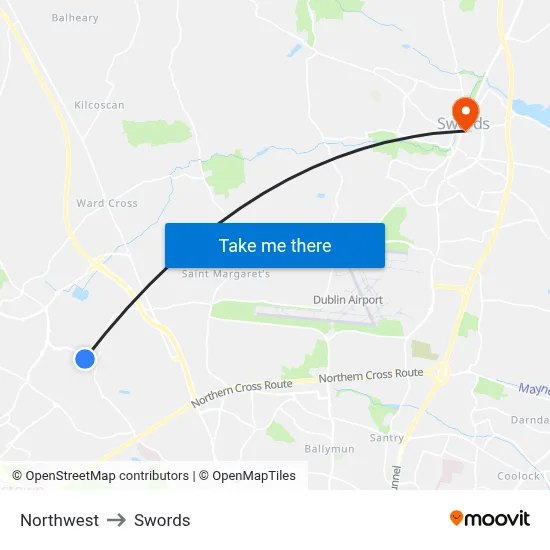 Northwest to Swords map