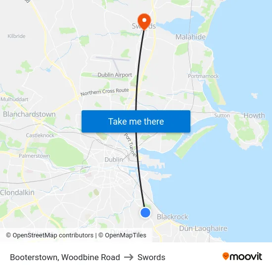 Booterstown, Woodbine Road to Swords map