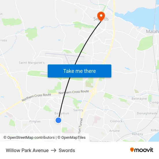 Willow Park Avenue to Swords map