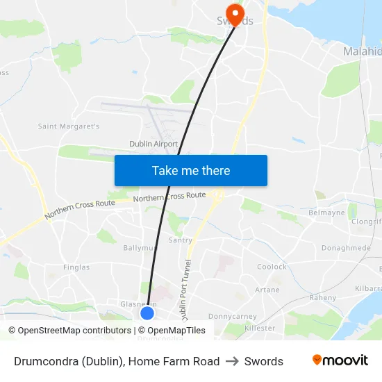 Drumcondra (Dublin), Home Farm Road to Swords map