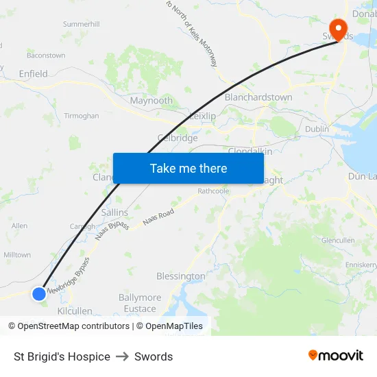 St Brigid's Hospice to Swords map