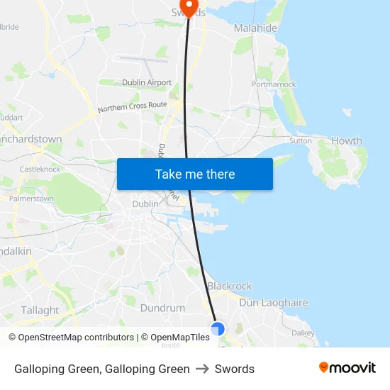 Galloping Green, Galloping Green to Swords map