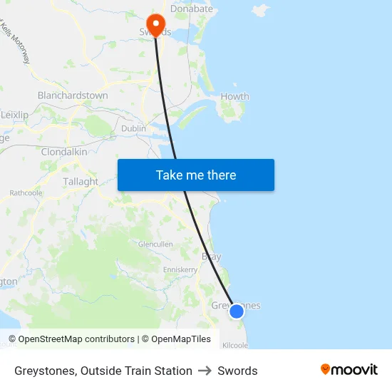 Greystones, Outside Train Station to Swords map