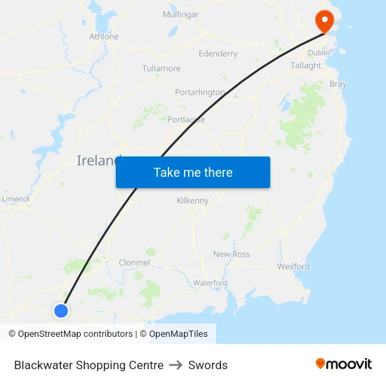 Blackwater Shopping Centre to Swords map