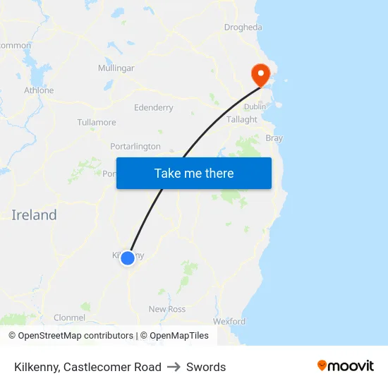 Kilkenny, Castlecomer Road to Swords map