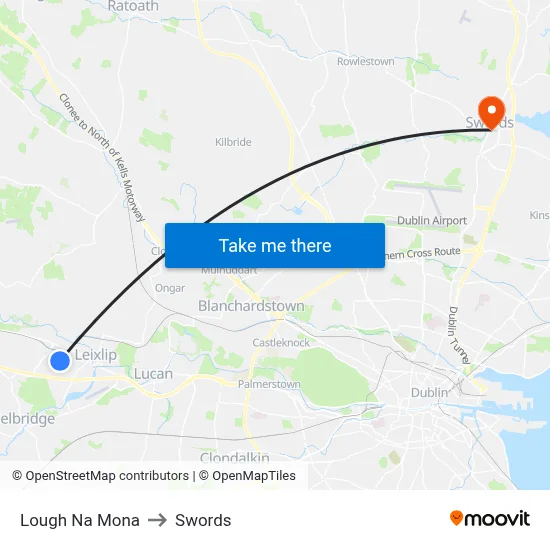 Lough Na Mona to Swords map