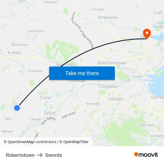 Robertstown to Swords map