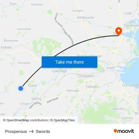 Prosperous to Swords map