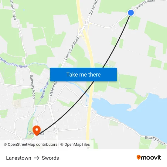 Lanestown to Swords map