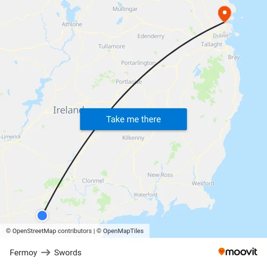 Fermoy to Swords map