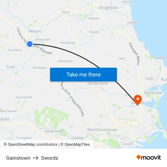 Gainstown to Swords map