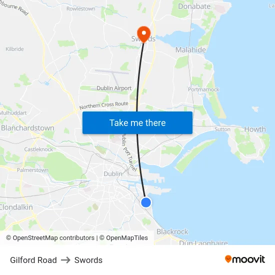 Gilford Road to Swords map