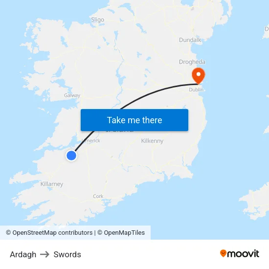 Ardagh to Swords map