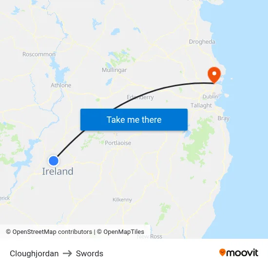 Cloughjordan to Swords map