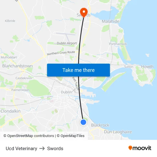 Ucd Veterinary to Swords map