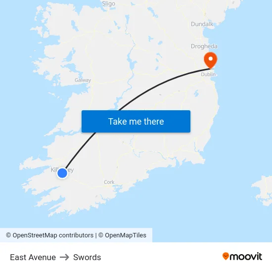 East Avenue to Swords map