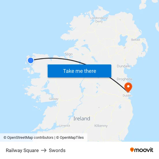 Loch Na Hoilí to Swords map