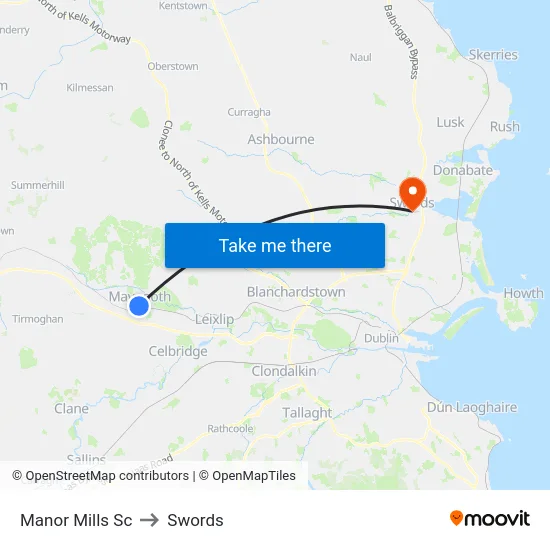 Manor Mills Sc to Swords map
