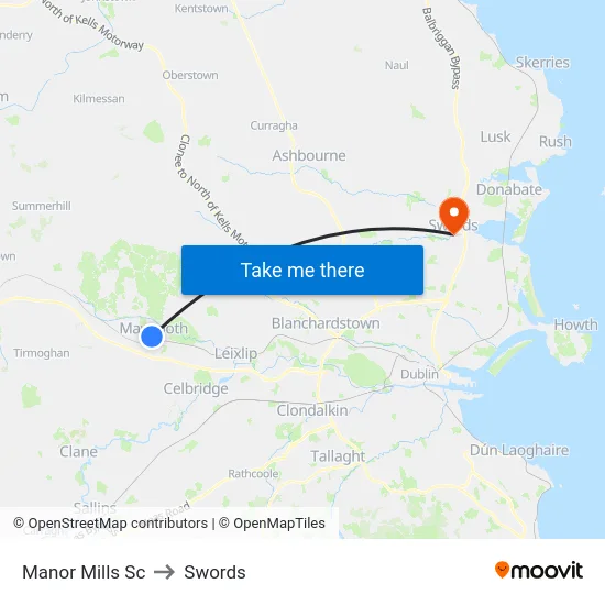 Manor Mills Sc to Swords map