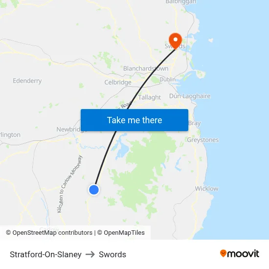 Stratford-On-Slaney to Swords map
