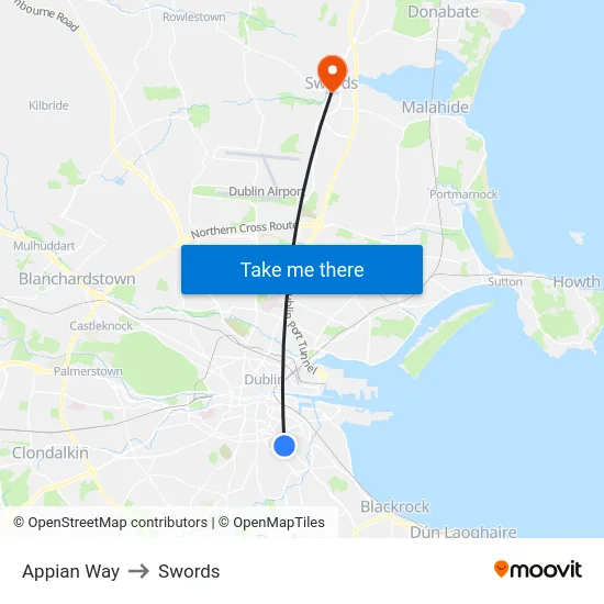 Appian Way to Swords map