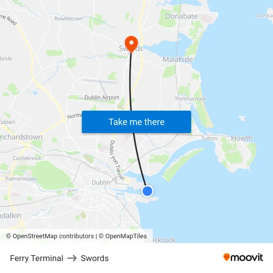 Ferry Terminal to Swords map