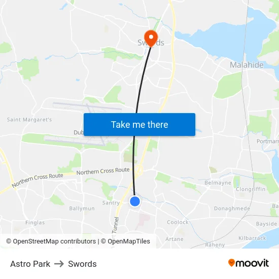 Astro Park to Swords map