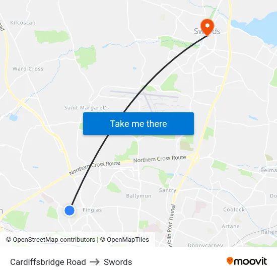 Cardiffsbridge Road to Swords map