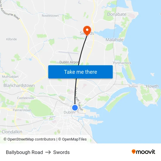 Ballybough Road to Swords map