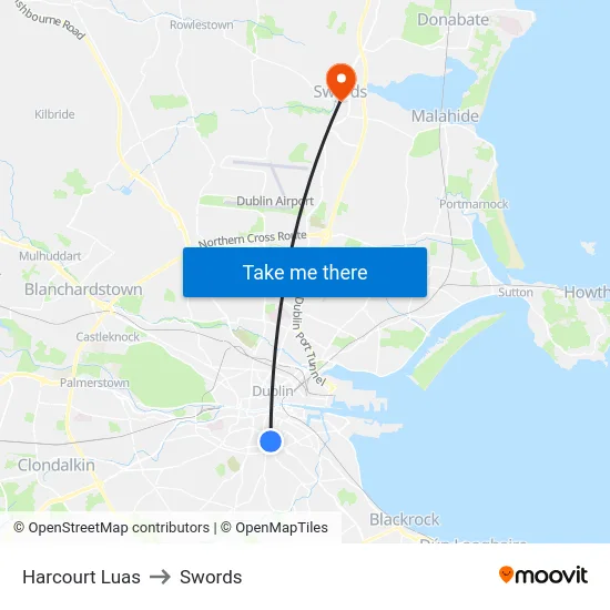 Harcourt Luas to Swords map
