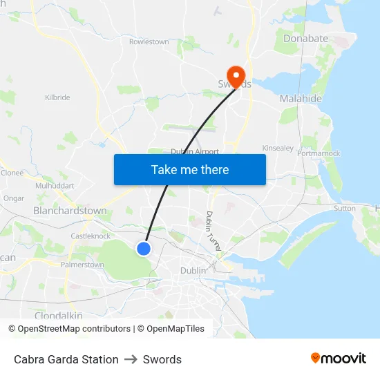 Cabra Garda Station to Swords map