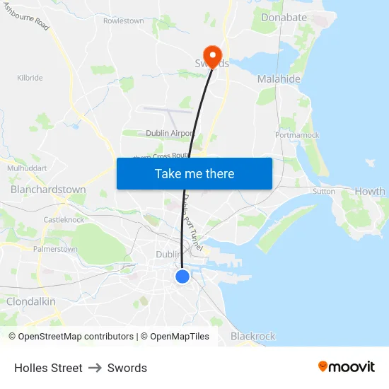 Holles Street to Swords map