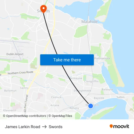 James Larkin Road to Swords map