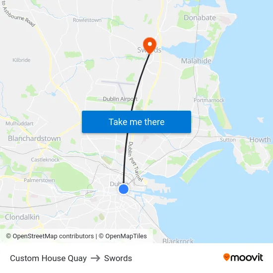 Custom House Quay to Swords map