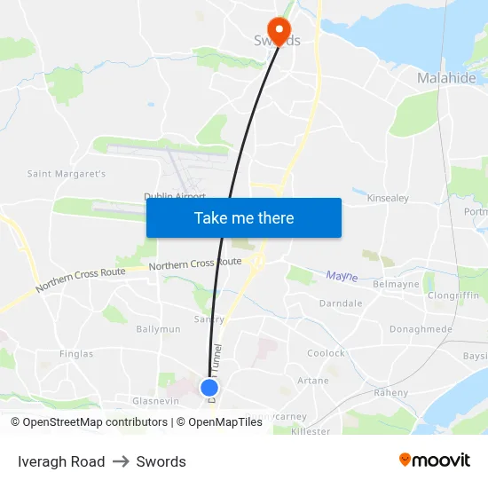 Iveragh Road to Swords map