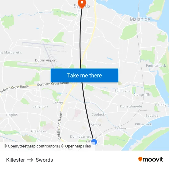 Killester to Swords map