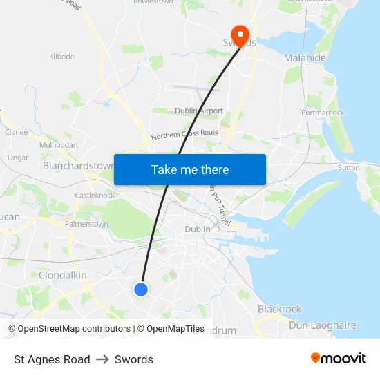 St Agnes Road to Swords map