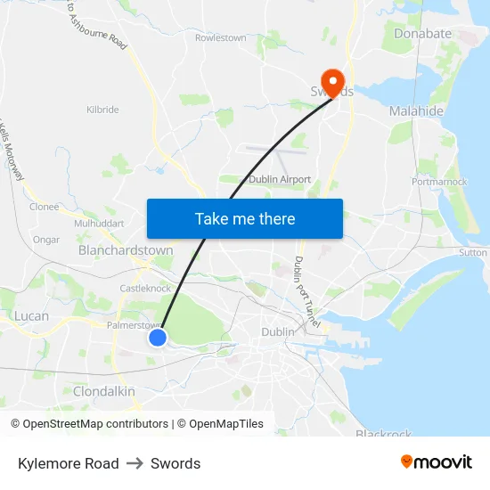 Kylemore Road to Swords map