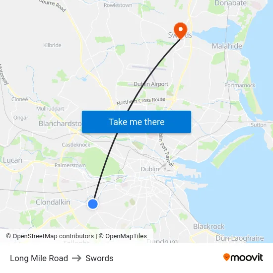 Long Mile Road to Swords map