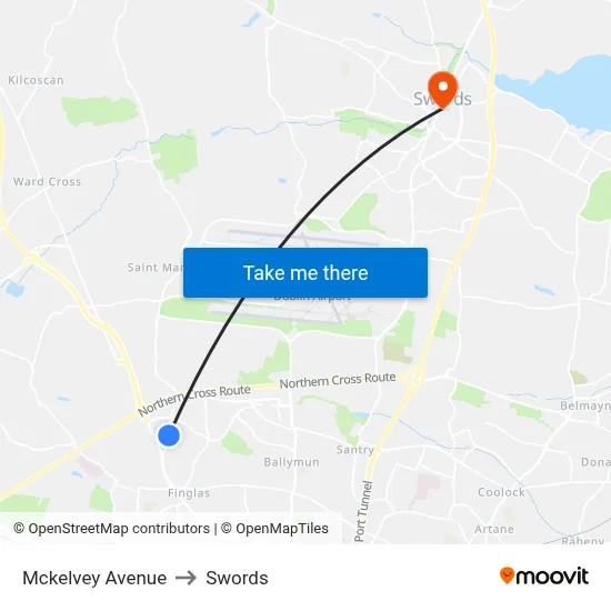 Mckelvey Avenue to Swords map