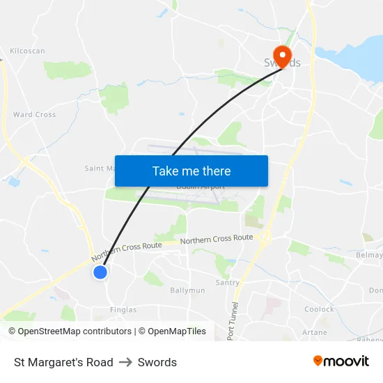St Margaret's Road to Swords map