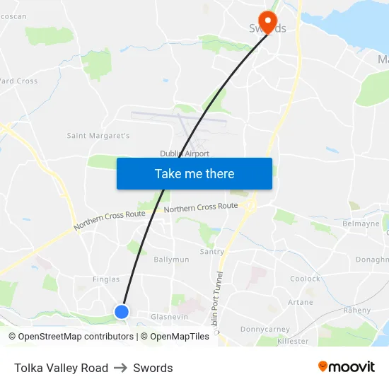 Tolka Valley Road to Swords map