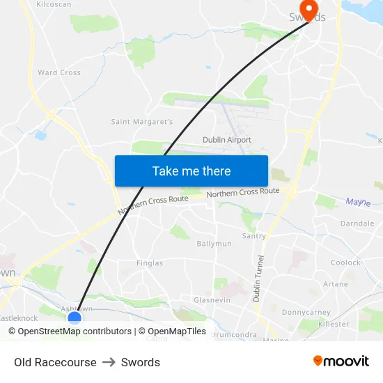 Old Racecourse to Swords map