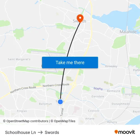 Schoolhouse Ln to Swords map