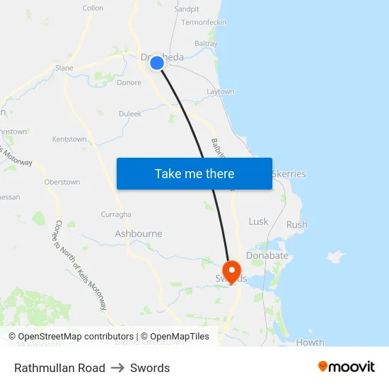 Rathmullan Road to Swords map