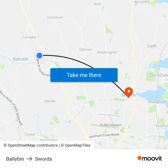 Ballybin to Swords map