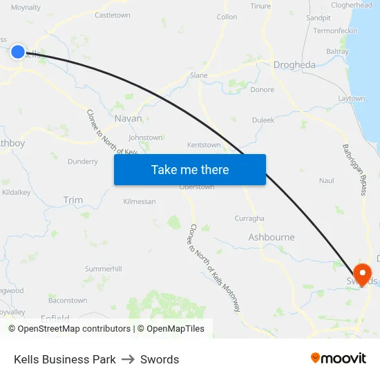 Kells Business Park to Swords map