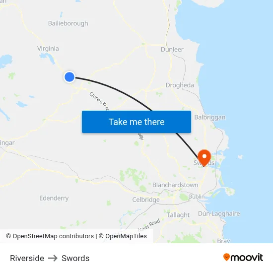 Riverside to Swords map