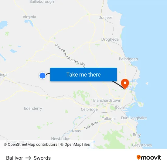 Ballivor to Swords map